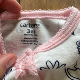 White Safari Button Up Pajama | 0-3 mo | Carter's