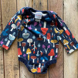 Mushroom Print Long Sleeve Onesie | 0-3 mo | Hanna Andersson