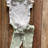 White & Green Stripe Set | 0-3 mo | Little Me