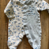 Blue & White Button Up Pajama | 0-3 mo