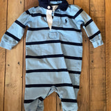 Blue Stripe Romper | 3-6 mo | Ralph Lauren
