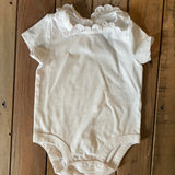 White Ruffle Neck Onesie | 0-3 mo | Osh Kosh