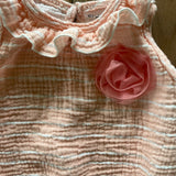 Pink Striped Ruffle Romper | Chick Pea