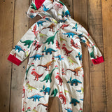 Christmas Dino Zip Up Romper with Hoodie | 3-6 mo