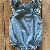Denim Ruffle Romper | Old Navy