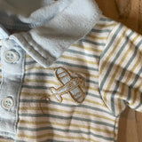 Stripe with Plane Onesie Polo| 3-6 mo | Kyle & Deena