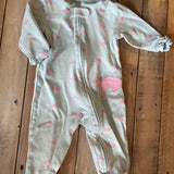 Gray and Pink Dino Zip Up Pajama | 3-6 mo | Carter's