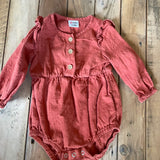 Dusty Red Ruffle Romper | 3-6 mo