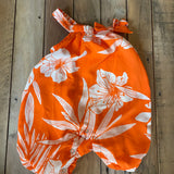 Orange Floral  Romper | 3-6 mo