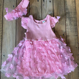 Pink Tulle Ruffle Dress with Headband | 3-6 mo