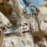 Organic Milk & Cookies Zip Up Pajama | 3-6 mo | Honest Baby