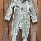 Plain Green Zip Up Pajama | Cloud Island