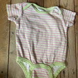 Pink & Green Stripe Onesie | 3-6 mo | Okie Dokie