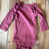 Hot Pink Ruffle Long Sleeve Onesie | 3-6 mo | Carter's