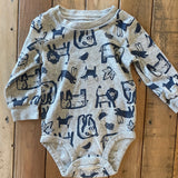 Gray Safari Long Sleeve Onesie | 6-9 mo |  Carter's