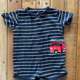 Stripe Fire Truck Romper | 9-12 mo | Carter's