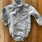Dino Chambray Butoon Down Onesie | 9-12 mo | Carter's