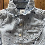 Dino Chambray Butoon Down Onesie | 9-12 mo | Carter's