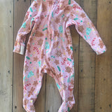 Pink Christmas Zip Up Pajama | 6-9 mo | Old Navy
