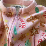 Pink Christmas Zip Up Pajama | 6-9 mo | Old Navy