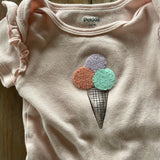 Pink Ruffled Ice Cream Onesie | 12-18 mo | Pekkle