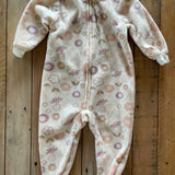 Fleece Flowers Zip Up Pajama | 9-12 mo | Chick Pea