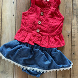 Red Top with Skirt Set | 9-12 mo