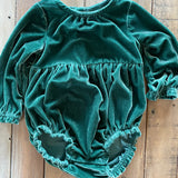 Green Velvet Romper | 9-12 mo | Carter's