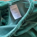 Green Velvet Romper | 9-12 mo | Carter's