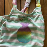 Stripes & Pineapples Swimsuit | Pink Platinum
