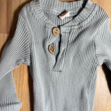 Blue Ribbed Long Sleeve Onesie | 0-3 mo