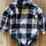 Button Up Flannel Onesie | 12-18 mo | Old Navy