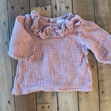 Blush Pink Ruffled Long Sleeve Top | 6-9 mo | Lila & Jack