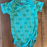 Teal Palm Trees Print Onesie | 6-9 mo | KickKee Pants