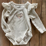 Camo Heart Flutter Shoulder Long Sleeve Onesie | Baby Essentials