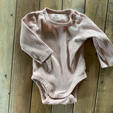 Organic Light Pink Ribbed Long Sleeve Onesie | H&M