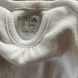 White Ribbed Flutter Shoulder Long Sleeve Onesie | Garanimals