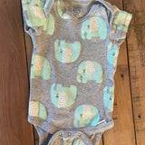 Gray Elephant Print Onesie | 3-6 mo | Gerber