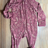 Maroon Floral Zip Up Pajama | newborn | Gerber