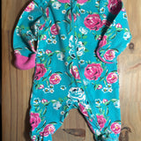 Teal Floral Zip Up Pajama | newborn | Wonder Nation