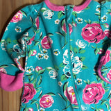 Teal Floral Zip Up Pajama | newborn | Wonder Nation