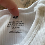 Ribbed White Long Sleeve Onesie | 0-3 mo | H&M