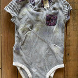 Stripe with Pocket Floral Onesie | 12-18 mo | Osh Kosh