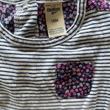 Stripe with Pocket Floral Onesie | 12-18 mo | Osh Kosh
