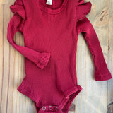 Red Ribbed Onesie | 0-3 mo