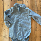 Blue Button Up Long Sleeve Onesie