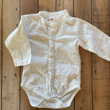 White Button Up Long Sleeve Onesie
