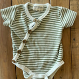 Stripe Kimono-Wrap Romper | 0-3 mo | Rabbit + Bear