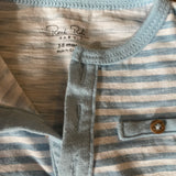 Light Blue Striped Short Sleeve Henley | Rene Rofe